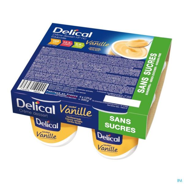 Delical Creme Dessert Hp-hc S/sucre Vanille 4x125g